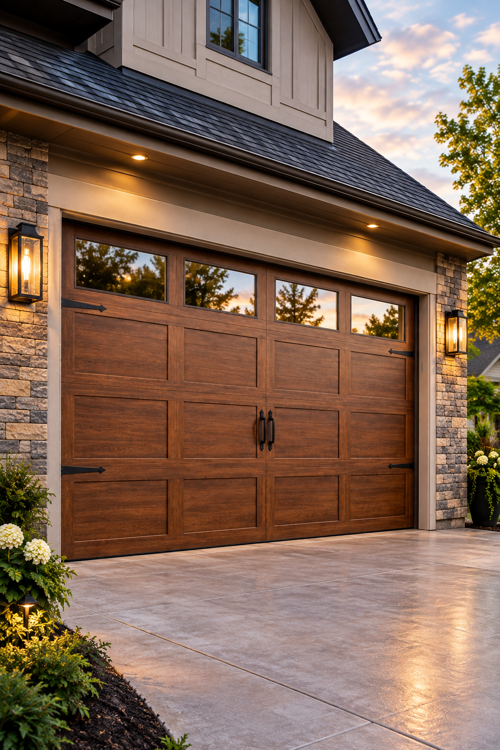 Custom garage door design for an Elko New Market home